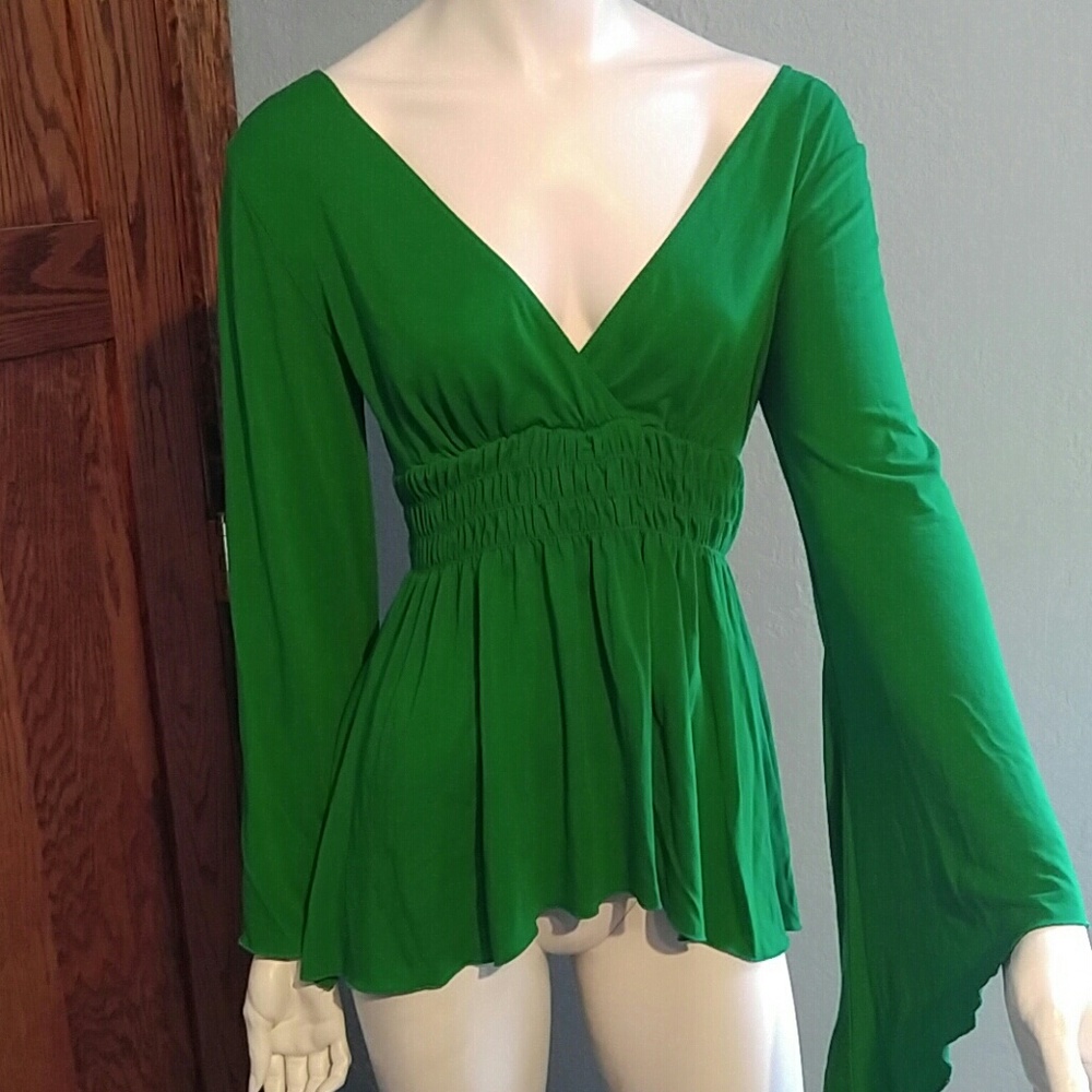 Plunging V-Neckline Peplum Top